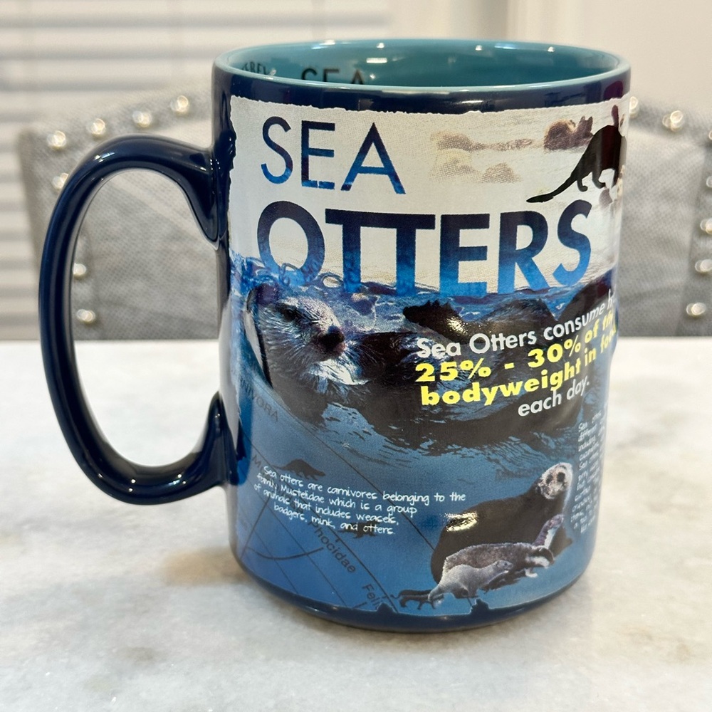 Sea Otters Themed Blue Mug By Monterey Bay Aquarium Ceramic Mug